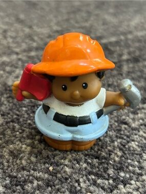 Fisher Price Little People Construction Worker Figure Hammer Hard Hat 2001